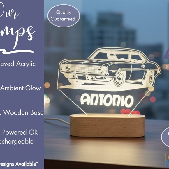 Vintage Car LED Night Light | Custom Classic Car Lamp for Car Lovers - Picture 3 of 8